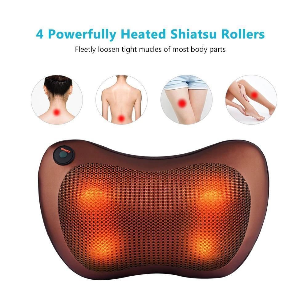 Electronic Neck Cushion Full Body Massager with Heat for pain relief Massage Machine for Neck Back Shoulder Pillow Massager - Swiss Relaxation therapy (Brown) askddeal.com