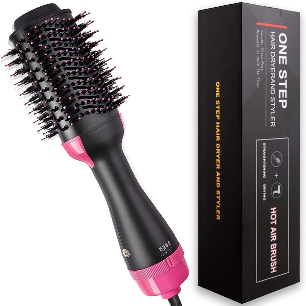 One Step Hair Dryer & Volumizer Salon Hot Air Paddle Styling Brush Negative Ion Generator Hair Straightener Curler askddeal.com