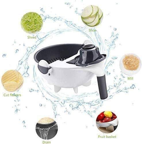 Vegetable Cutter with Drain Basket 9 in 1 Slicer, Multi-functional Magic Kitchen Veggie Fruit Shredder Grater Slicer askddeal.com